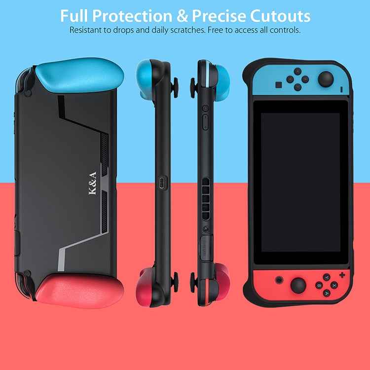 TPU Shell Handle Grip with Game Card Slot Anti-Shock Cover Silicone Case for Nintendo Switch, with Logo