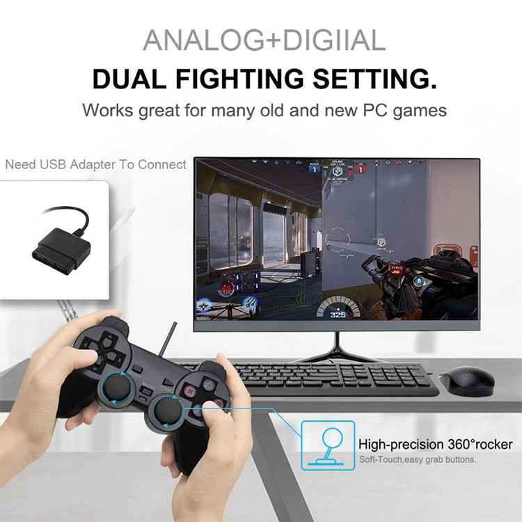 Double Vibration Joypad Wired Game Controle Handle For PS2