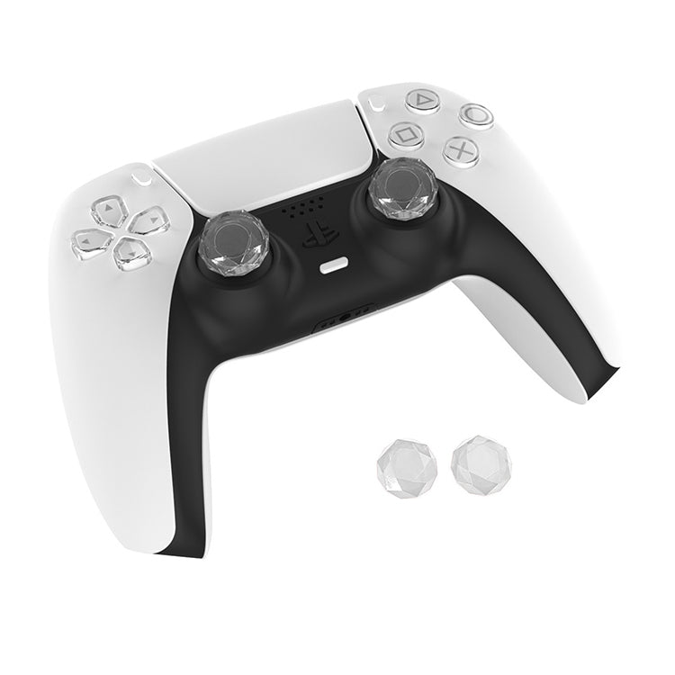 2 PCS Diamond Texture Games Grip Caps for PS5, Clear White, Green, Blue, Red