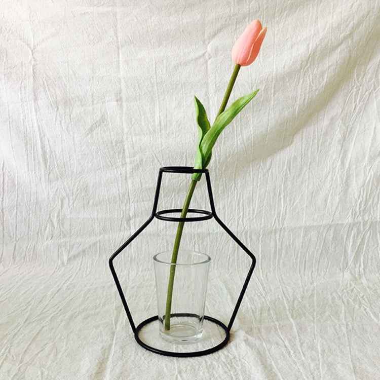 Black Iron Flower Vase Frame Plant Holder, Decorating Indoor Cafe Home, Size: 15cm x 20cm