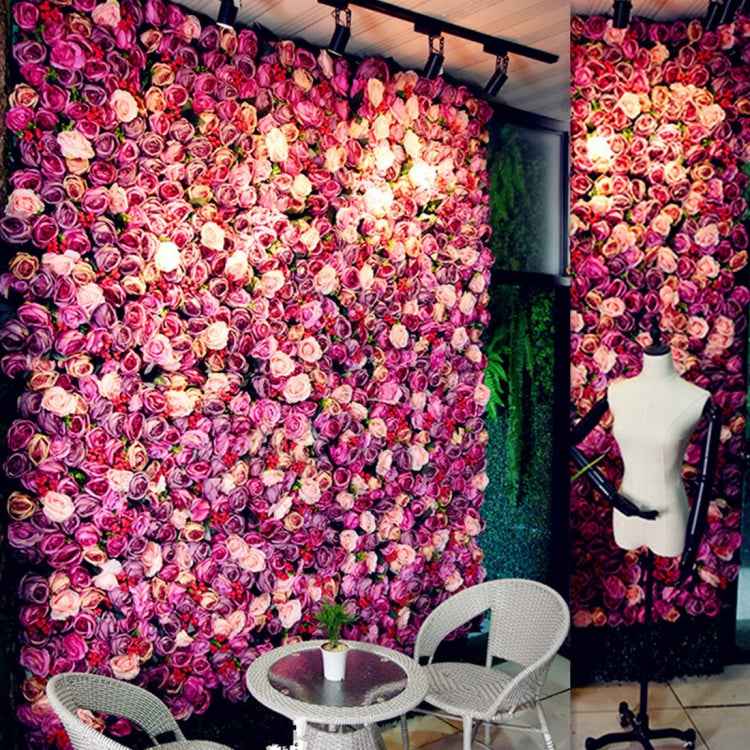 Blooming Rose Peony Hydrangea Artificial Encryption Flower DIY Wedding Wall Decoration Photo Background, Size: 60cm x 40cm