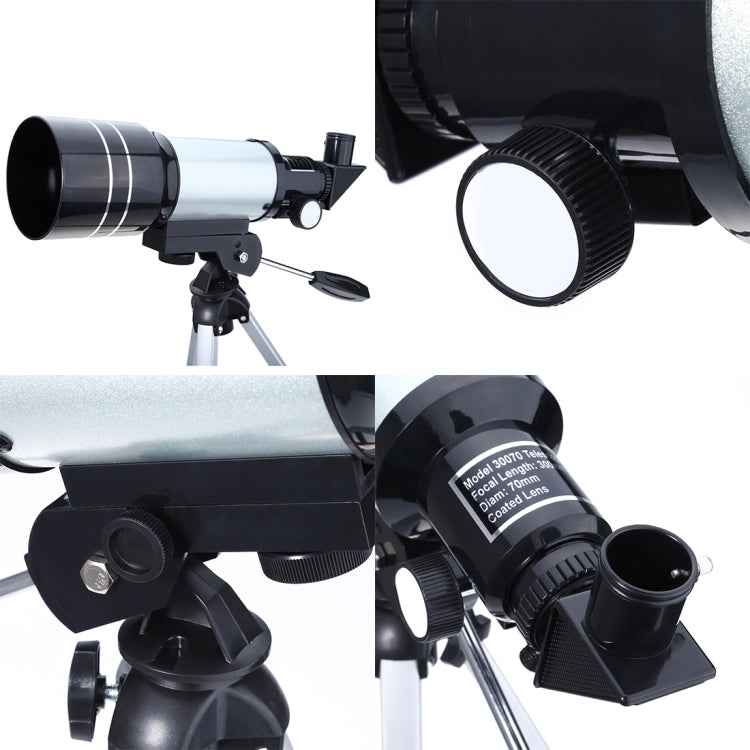 F30070M Portable Professional High Definition High Times Espace Astronomical Telescope Spotting Scope with Tripod(Silver)