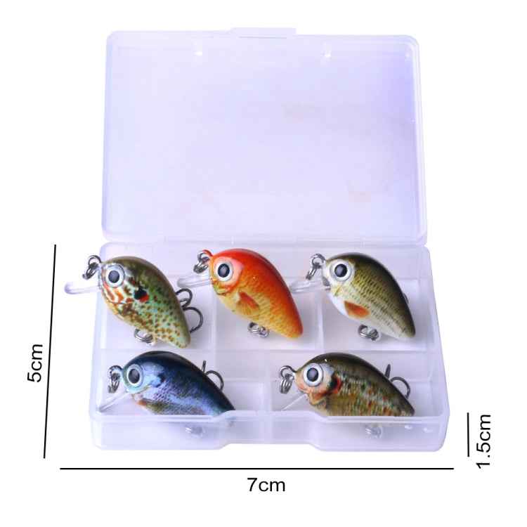 HENGJIA 5 PCS 2.7cm/1.5g Luya Rock Fishing Lures Bait Bionic Kit with Plastic Box