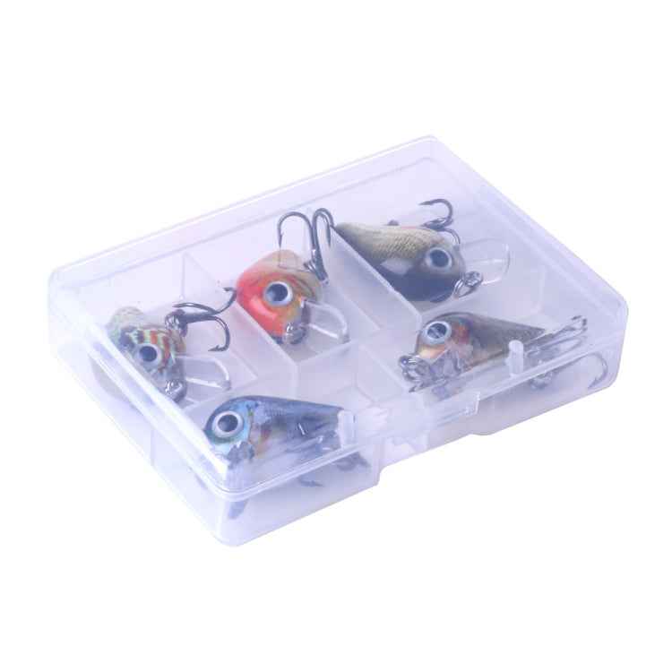HENGJIA 5 PCS 2.7cm/1.5g Luya Rock Fishing Lures Bait Bionic Kit with Plastic Box
