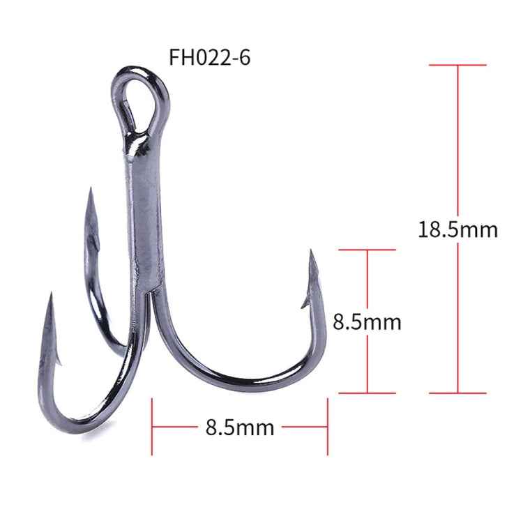 HENGJIA 20 PCS Classic Black High Carbon Steel Fishing Three-jaw Treble Hooks, 6# FH022