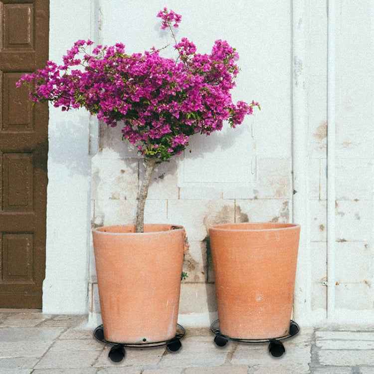 Iron Plant Flower Pot Stand Universal Wheel Moving Round Flower Pot Rack, Diameter: 30cm
