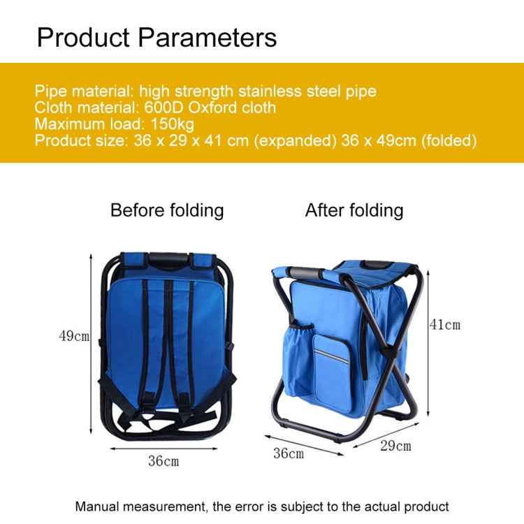 Outdoor Portable Folding Camping Chair Light Fishing Beach Chair Stainless Steel Pipe Folding Chair with Ice Bag