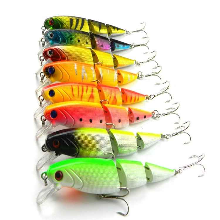 HENGJIA JM001-X 10.5cm 14g Multi-section Plastic Hard Baits Artificial Fishing Lures with Treble Hook, Random Color Delivery