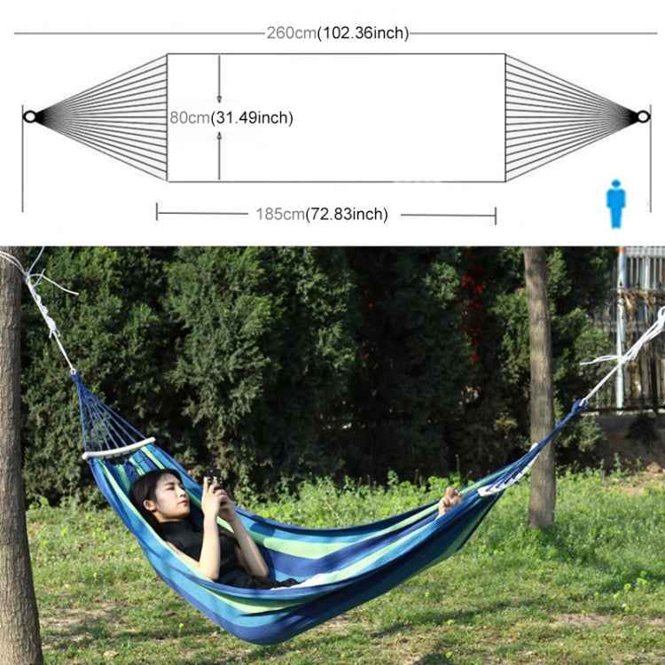 Outdoor Rollover-resistant Single Person Canvas Hammock Portable Beach Swing Bed with Wooden Sticks, Size: 185 x 80cm