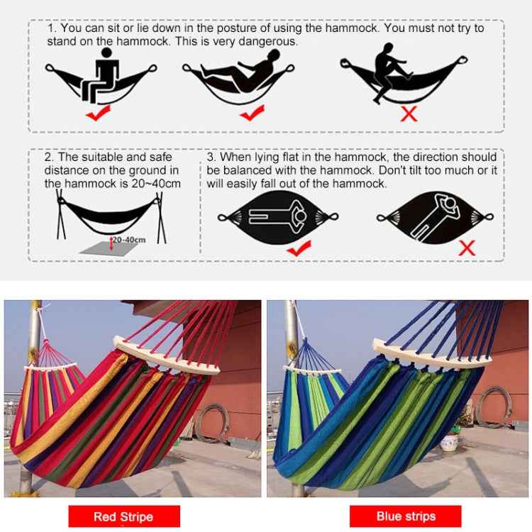 Outdoor Rollover-resistant Single Person Canvas Hammock Portable Beach Swing Bed with Wooden Sticks, Size: 185 x 80cm