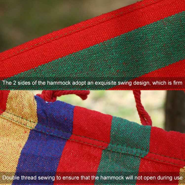 Outdoor Rollover-resistant Double Person Canvas Hammock Portable Beach Swing Bed with Wooden Sticks, Size: 190 x 150cm
