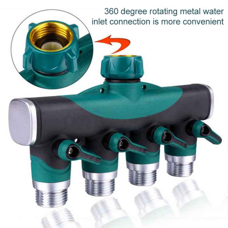 4 In 1 Multi-function Garden Water Sprinklers Lawn Irrigation Valve Water Dividing Controller Water Pipe Shunt, EU Plug
