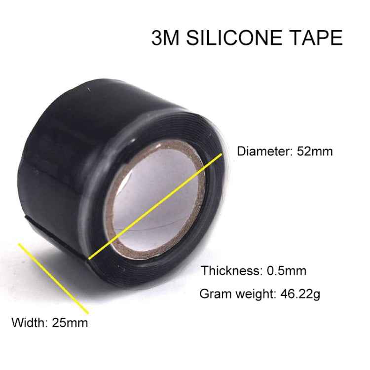 3m x 2.5cm Multi-function Waterproof High Temperature Resistance Water Pipe Wire Silicone Self-adhesive Tape