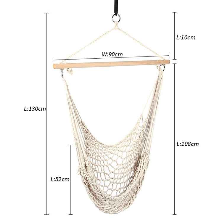 Aotu AT6732 Outdoor Cotton Rope Net Swing Frame Hanging Chair Hammock, Size: 130x90cm