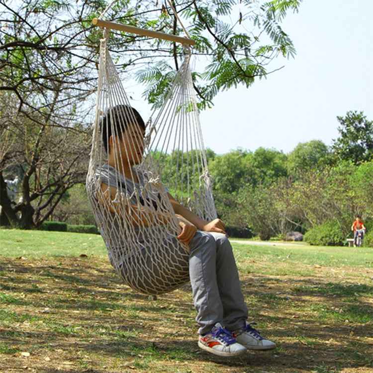 Aotu AT6732 Outdoor Cotton Rope Net Swing Frame Hanging Chair Hammock, Size: 130x90cm