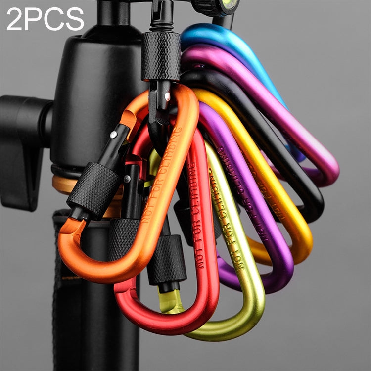 2 PCS D Shape Multi-function Outdoor Aluminium Alloy Mountaineering Buckle Lock, Random Color Delivery, 2PCS Random Color