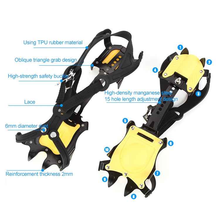 Aotu AT8701 One Pair 10 Teeth Anti-Slip Ice Gripper Snow Climbing Shoes Covers