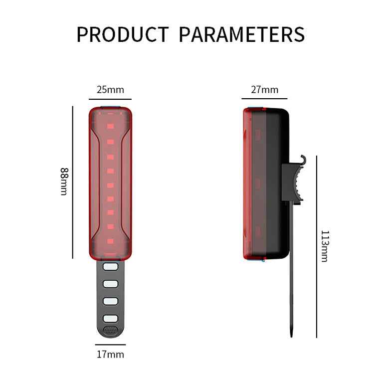 A02 Bicycle Taillight Bicycle Riding Motorcycle Electric Car LED Mountain Bike USB Charging Safety Warning Light (100 Hours, Plastic Bag)