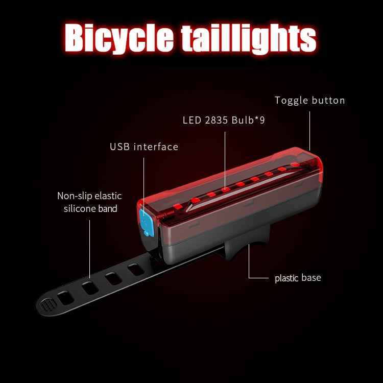 A02 Bicycle Taillight Bicycle Riding Motorcycle Electric Car LED Mountain Bike USB Charging Safety Warning Light (100 Hours, Color Box)