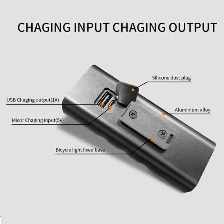 BX3 USB Charging Bicycle Light Front Handlebar Led Light (10 Hours, T6+A02 Lamp)