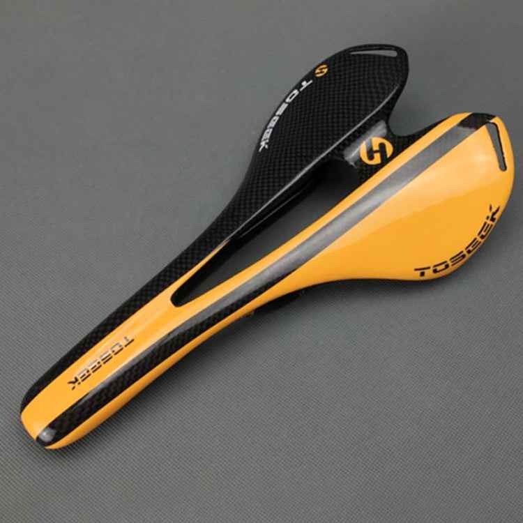 TOSEEK Road Bike Carbon Fiber Seat Bicycle Hollow Seat Saddle, 3K Texture + Light