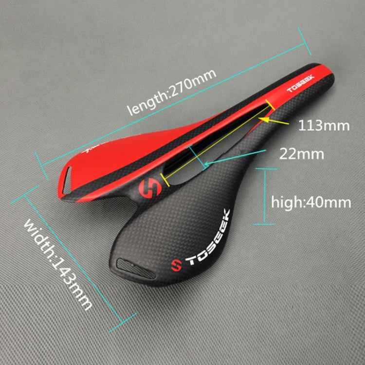 TOSEEK Road Bike Carbon Fiber Seat Bicycle Hollow Seat Saddle, 3K Texture + Light