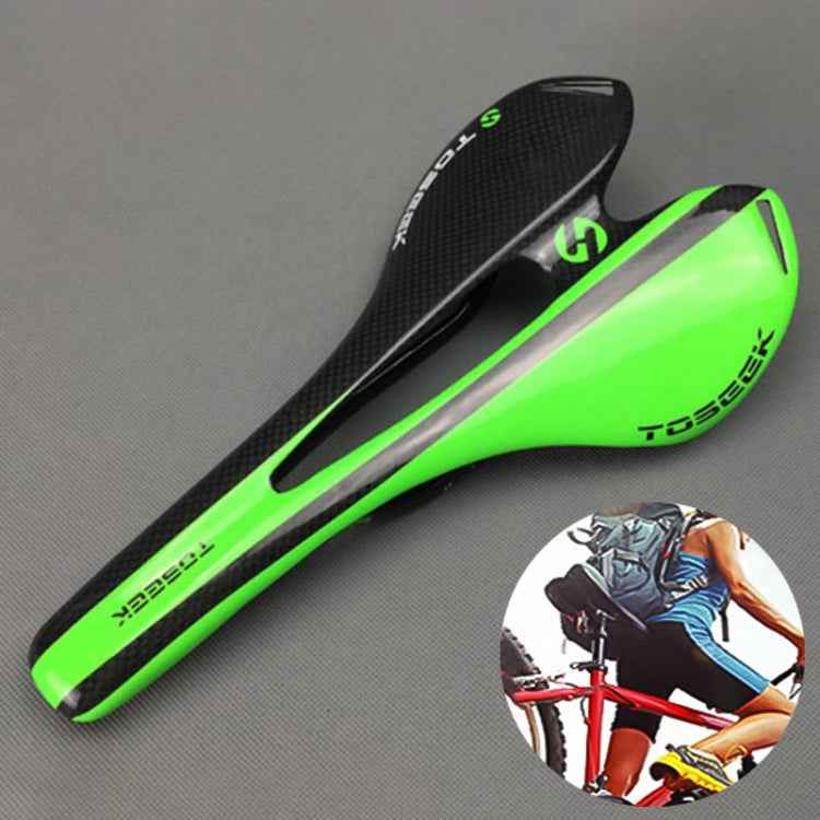 TOSEEK Road Bike Carbon Fiber Seat Bicycle Hollow Seat Saddle, 3K Texture + Light