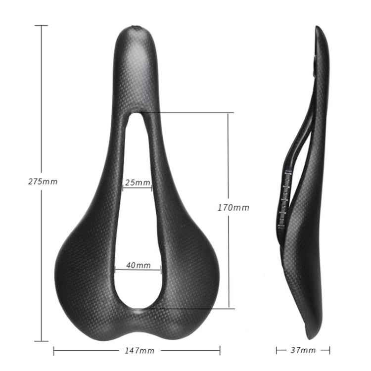 TOSEEK Road Bike Carbon Fiber Seat Bicycle Hollow Seat Saddle, 3K Texture + Extinction