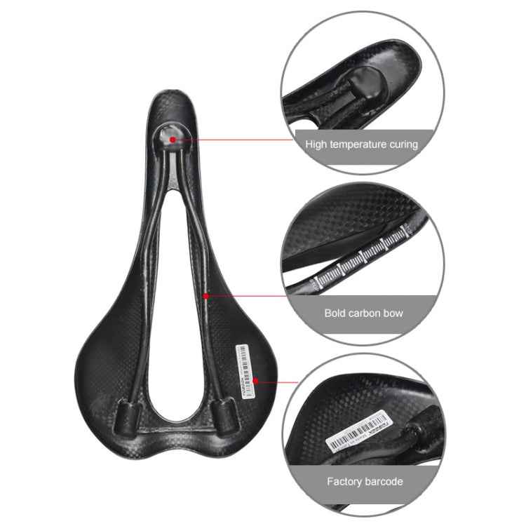 TOSEEK Road Bike Carbon Fiber Seat Bicycle Hollow Seat Saddle, 3K Texture + Extinction