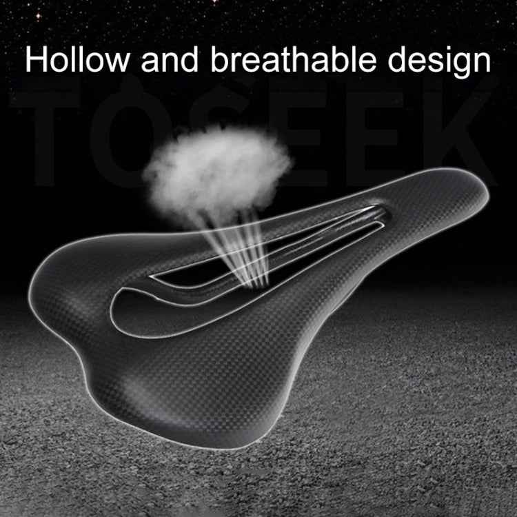 TOSEEK Road Bike Carbon Fiber Seat Bicycle Hollow Seat Saddle, 3K Texture + Extinction