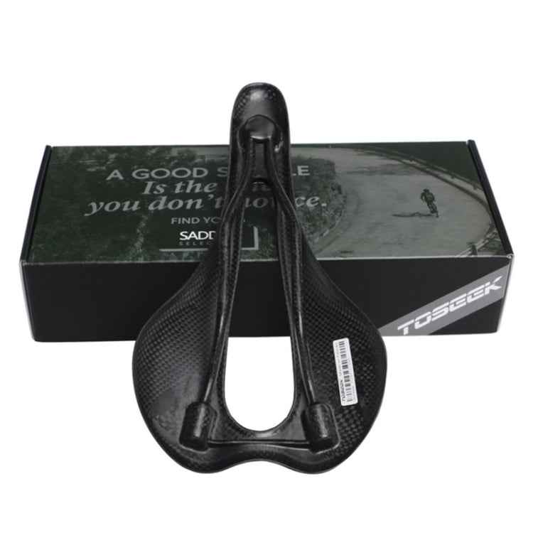 TOSEEK Road Bike Carbon Fiber Seat Bicycle Hollow Seat Saddle, 3K Texture + Extinction