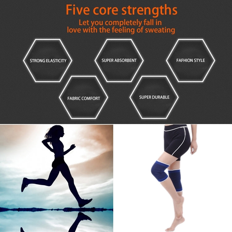 2 PC Sports Elastic Thermal Outdoors Basketball Knee Support Guards, Size: 22 x 14cm (Blue), Knee Size: 14x 22cm