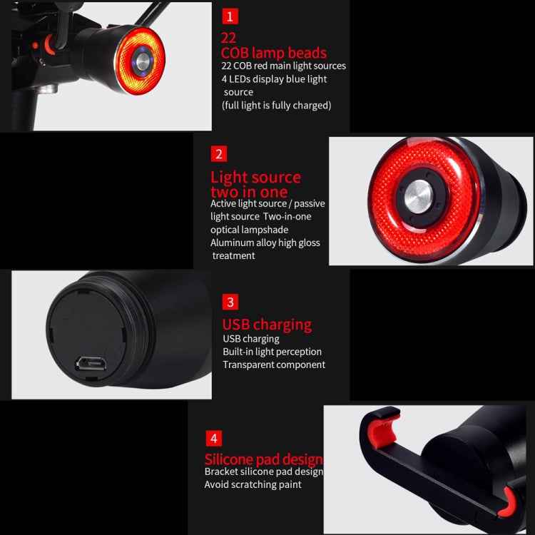 Antusi Q5 Bicycle Rear Light Automatic Brake Induction Taillight