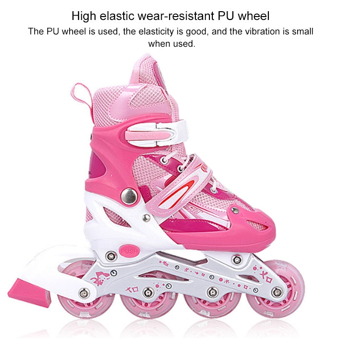 Children Adult Flash Straight Row Roller Skates Skating Shoes Suit, Size : L, Size : L (Blue), Size : L (Red), Size : L (Pink)