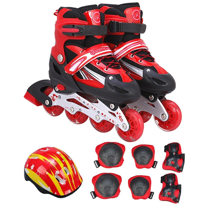 Children Adult Flash Straight Row Roller Skates Skating Shoes Suit, Size : L, Size : L (Blue), Size : L (Red), Size : L (Pink)