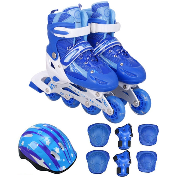 Children Adult Flash Straight Row Roller Skates Skating Shoes Suit, Size : M, Size : M (Pink), Size : M (Blue), Size : M (Red)