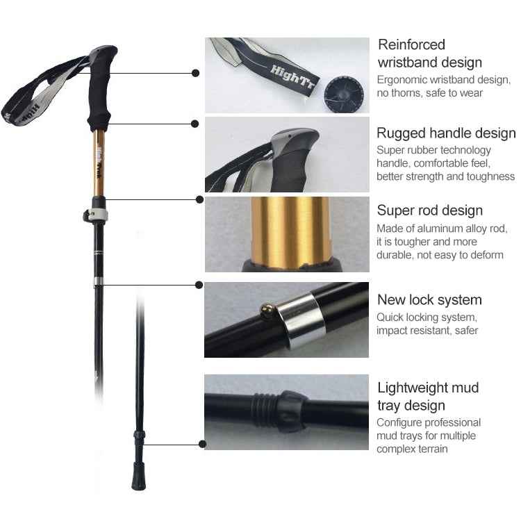 Outdoor Mountaineering Portable Foldable Ultra light Aluminium Alloy Alpenstocks Trekking Poles, Length : 35-125CM