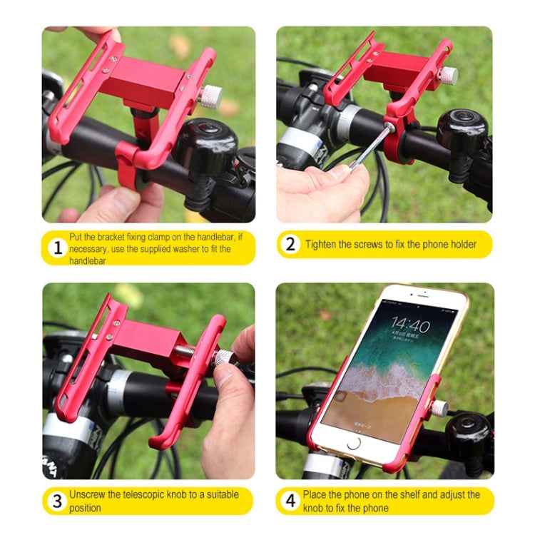 BIKERSAY MP007 Universal Aluminum Alloy Motorcycle Bicycle Phone Holder