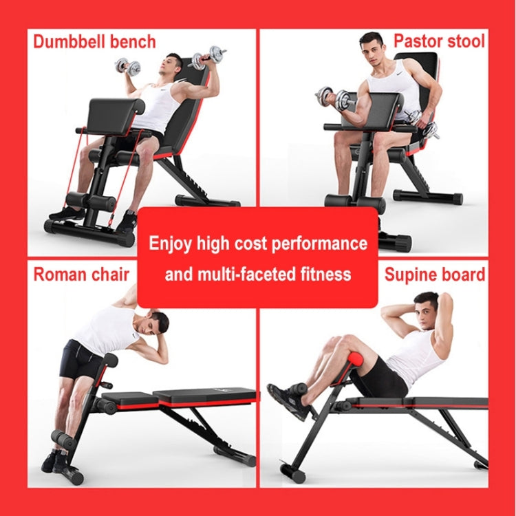 189-3 Premium Edition Household Folding Multifunctional Bold Main Frame Dumbbell Bench Sit-up Bench Weightlifting Bed with Pull Rope & Preacher Curl, Premium Edition