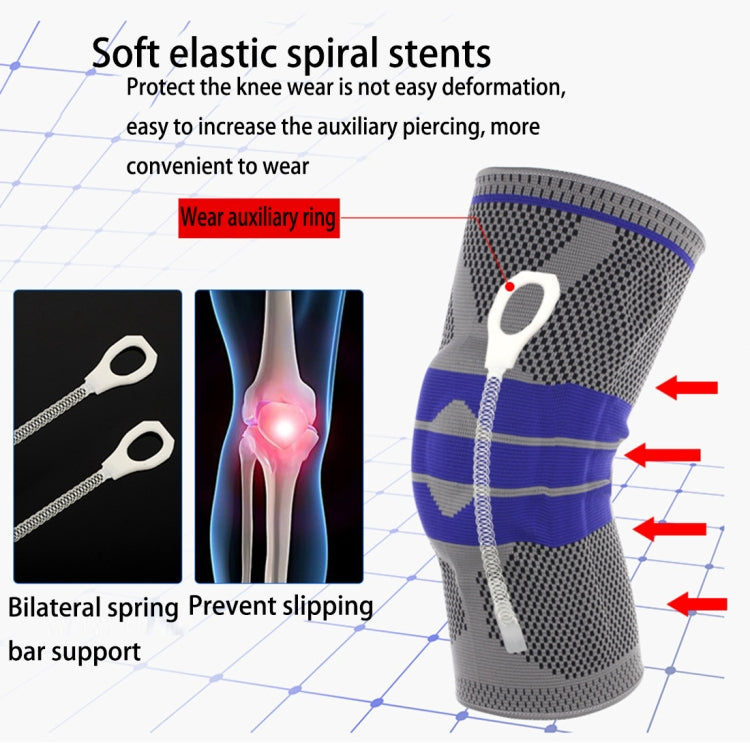 Outdoor Fitness Mountaineering Knit Protection Silicone Anti - collision Spring Support Sports Knee Protector, Size: M, Size: M