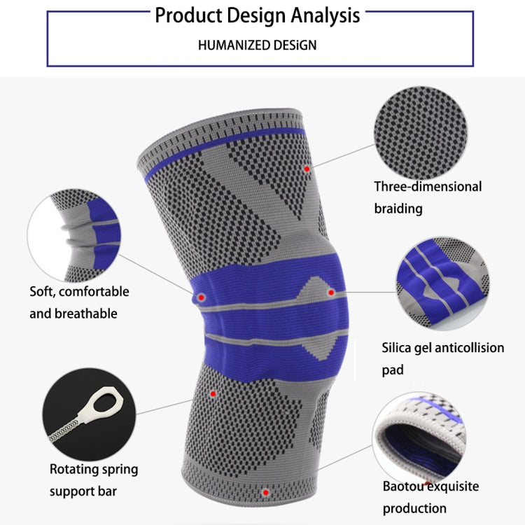 Outdoor Fitness Mountaineering Knit Protection Silicone Anti - collision Spring Support Sports Knee Protector, Size: M, Size: M