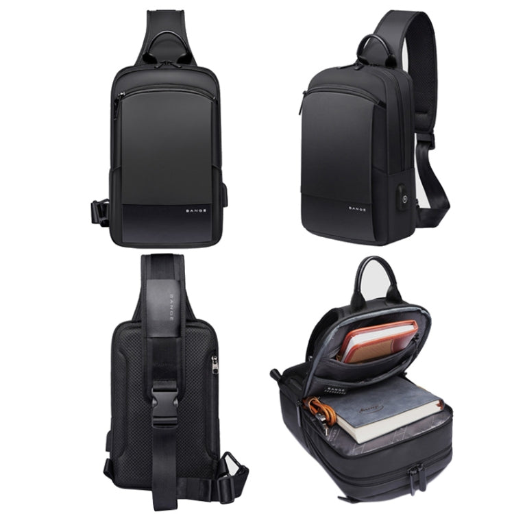 Bange BG-77112 Men Oxford Cloth Waterproof Crossbody Chest Bag with USB Port, Size: 30 x 19 x 13cm, 30 x 19 x 13cm (Black)