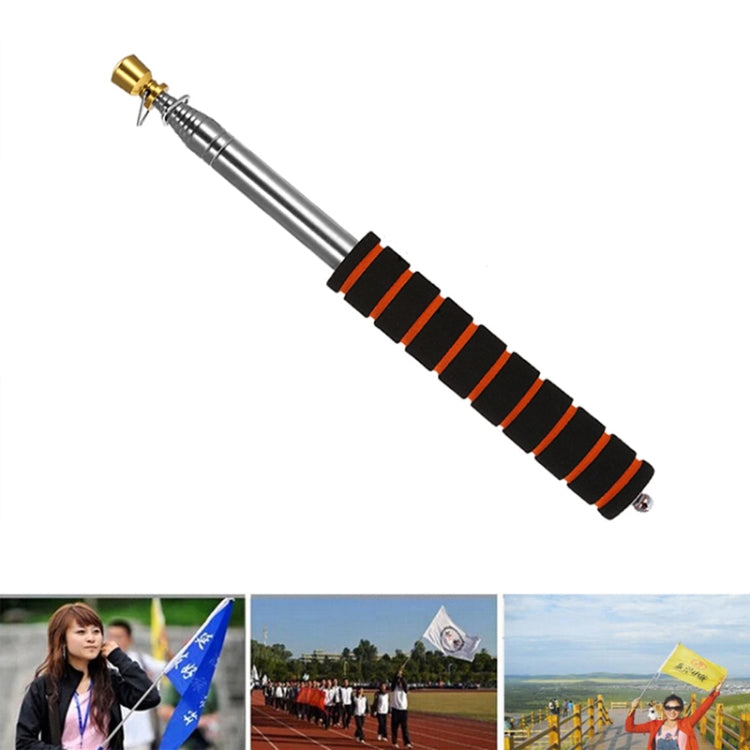 2.5M 11 Knots Multi-function Telescopic Stainless Steel Sponge Golden Head Teaching Stick Guide Flagpole Signal Flag, 2.5M 11 Knots