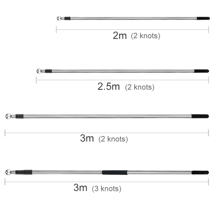 10 PCS 3M 3 Knots Multi-function Telescopic Stainless Steel Teaching Stick Guide Flagpole Signal Flag, 3M 3 Knots