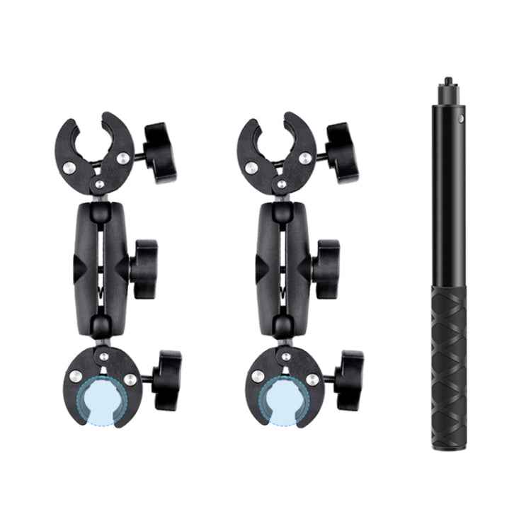 Dual Motorcycle Crab Clamps Handlebar Fixed Mount Selfie Stick, Double Dual-heads Crabs