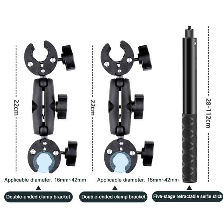 Dual Motorcycle Crab Clamps Handlebar Fixed Mount Selfie Stick, Double Dual-heads Crabs