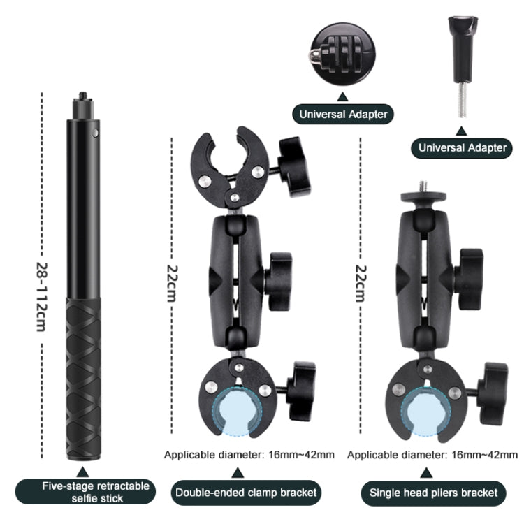 Motorcycle Dual-headsCrab & Single Heads Clamps Handlebar Fixed Mount Selfie Stick