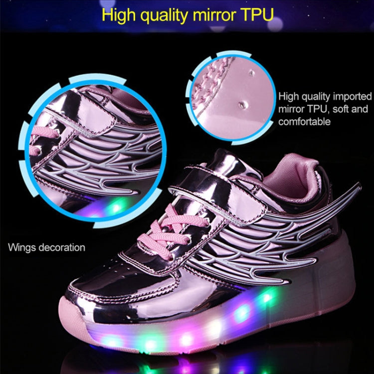 K02 LED Light Single Wheel Wing Roller Skating Shoes Sport Shoes, Size : 33, Size : 33 (Black), Size : 33 (Pink), Size : 33 (Silver), Size : 33 (Gold)