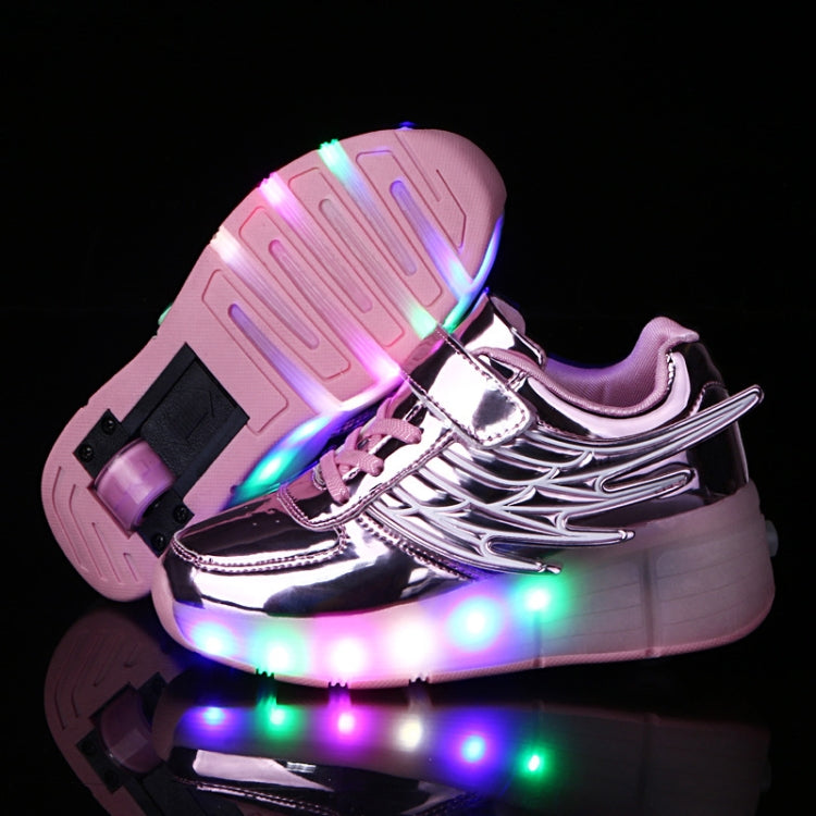 K02 LED Light Single Wheel Wing Roller Skating Shoes Sport Shoes, Size : 35, Size : 35 (Black), Size : 35 (Pink), Size : 35 (Silver), Size : 35 (Gold)