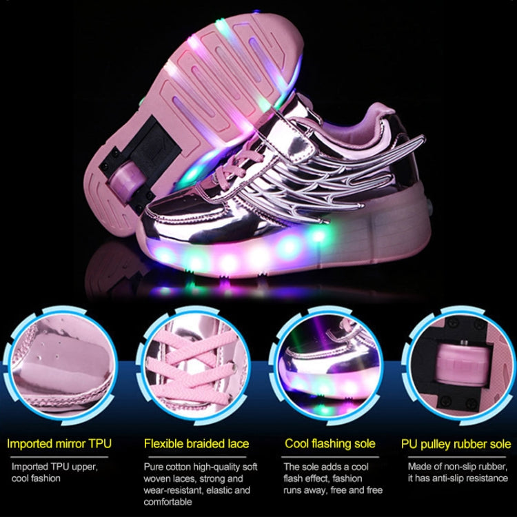 K02 LED Light Single Wheel Wing Roller Skating Shoes Sport Shoes, Size : 35, Size : 35 (Black), Size : 35 (Pink), Size : 35 (Silver), Size : 35 (Gold)